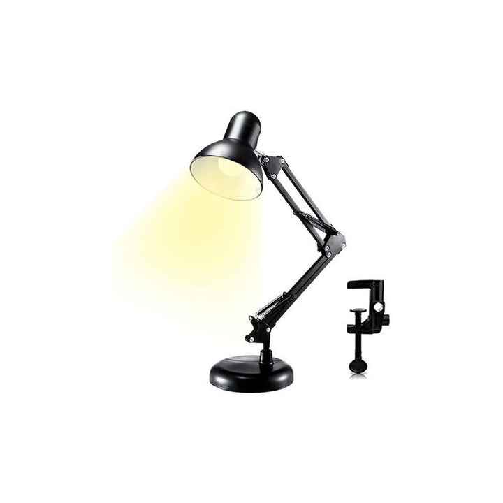 Lampara De Escritorio Doble Uso Articulada Pie + Soporte Color De La Estructura Negra