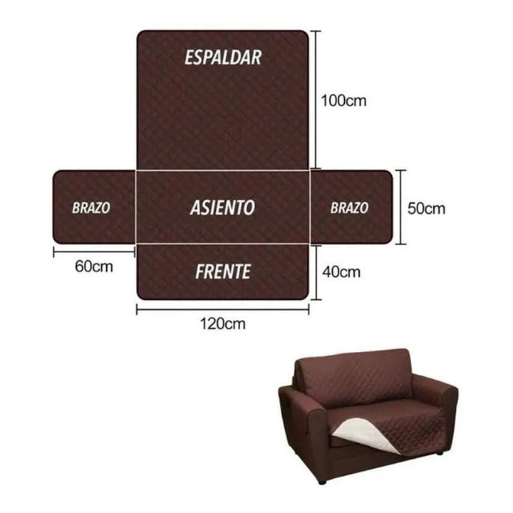Forro Protector Sofa Doble Faz Cubre Sofa 2 Ptos Lavable