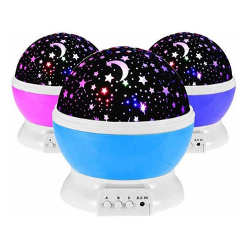 Lampara Velador Estrellas Y Lunas Giratorio Proyector Color De La Estructura Azul