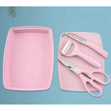 Tabla Implementos Cocina Pelador Tijeras Cuchillo Set X 4