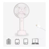 Mini Ventilador Portátil Recargable De Mano, Mesa Compacta Usb, Estructura Azul