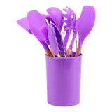 Set 12 Utensilios De Cocina Silicona Resistente Calor Violet