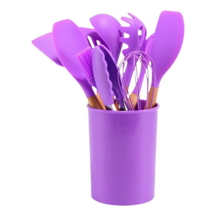 Set 12 Utensilios De Cocina Silicona Resistente Calor Violet