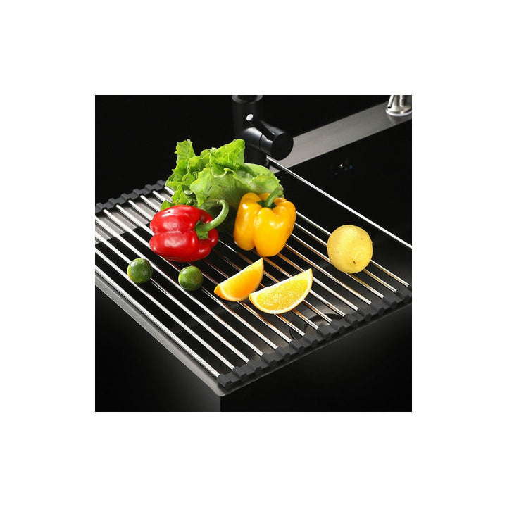 Escurridor De Platos Enrollable Cuadrado De Acero Color Gris