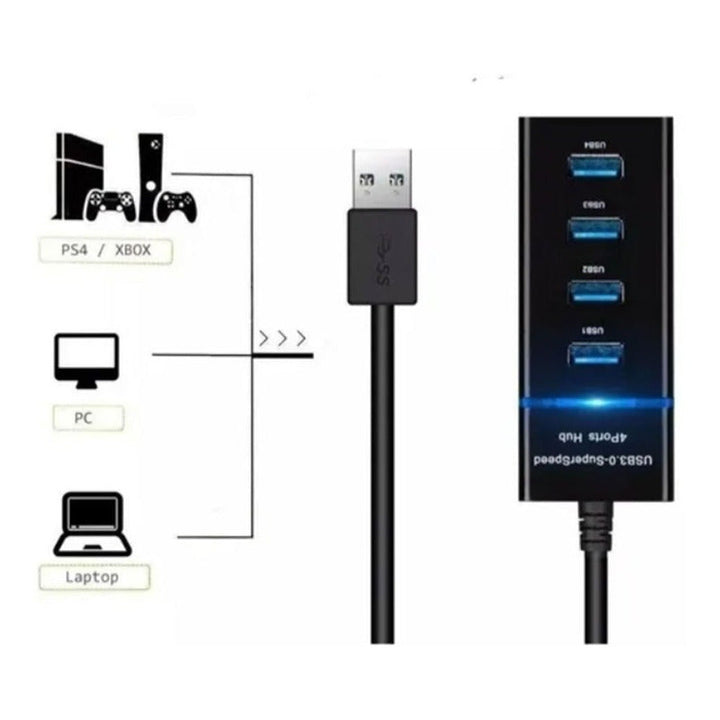 Multi Puerto Hub 4 Puertos Usb 3.0 Luz Led Para Windows-mac