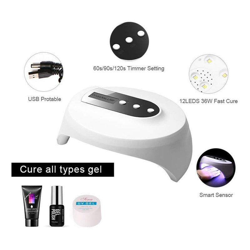 Secador De Uñas Led Z10 36w Profesional Lampara Uv Gel