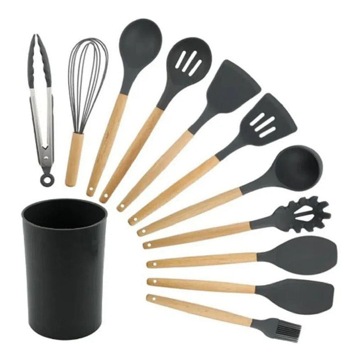 Set 12 Utensilios De Cocina Silicona Resistente Al Calor