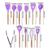 Set 12 Utensilios De Cocina Silicona Resistente Calor Viole