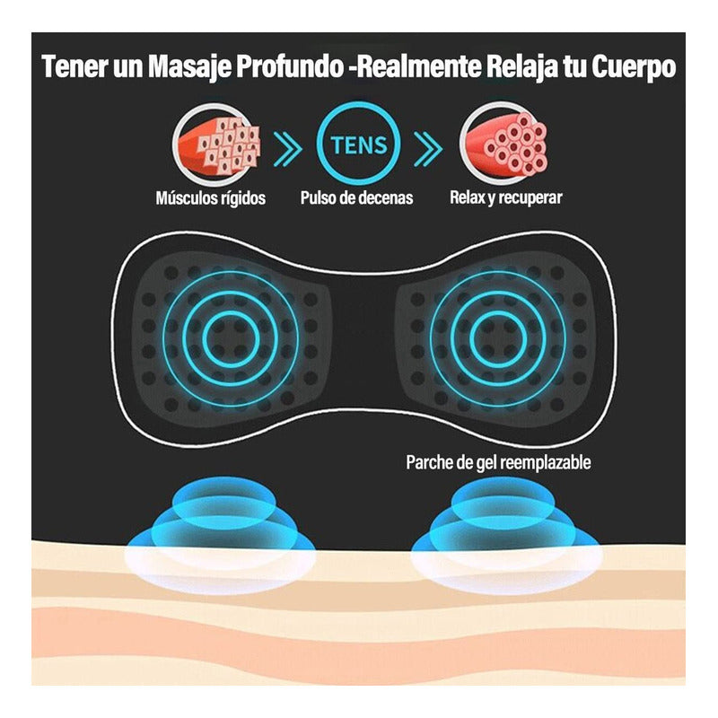 Mini Parche Masajeador Electrico Corporal Portátil Color Negro