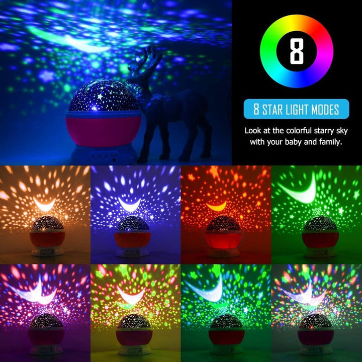 Lampara Velador Estrellas Y Lunas Giratorio Proyector Color De La Estructura Azul