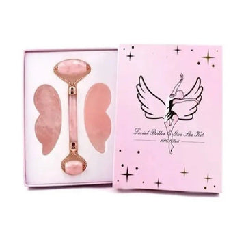 Rodillo Facial Masajeador Doble Cabezal + Piedra Guasha