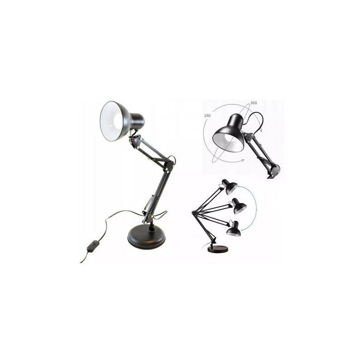 Lampara De Escritorio Doble Uso Articulada Pie + Soporte Color De La Estructura Negra