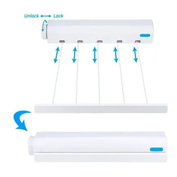 Tendedero Retractil Para Ropa De 5 Lineas Ajustable 3.7 Mts