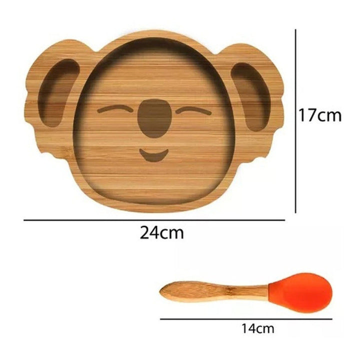 Plato Bambu Antideslizante Con Cuchara Bebés Koala
