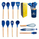 Set 12 Utensilios De Cocina Silicona Resistente Calor Azul
