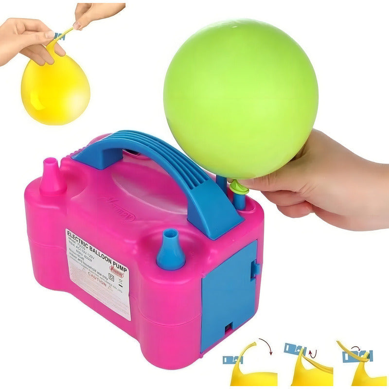 Fucsia 600w Bombas Inflador Globos Electrico Doble Boquilla