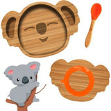 Plato Bambu Antideslizante Con Cuchara Bebés Koala