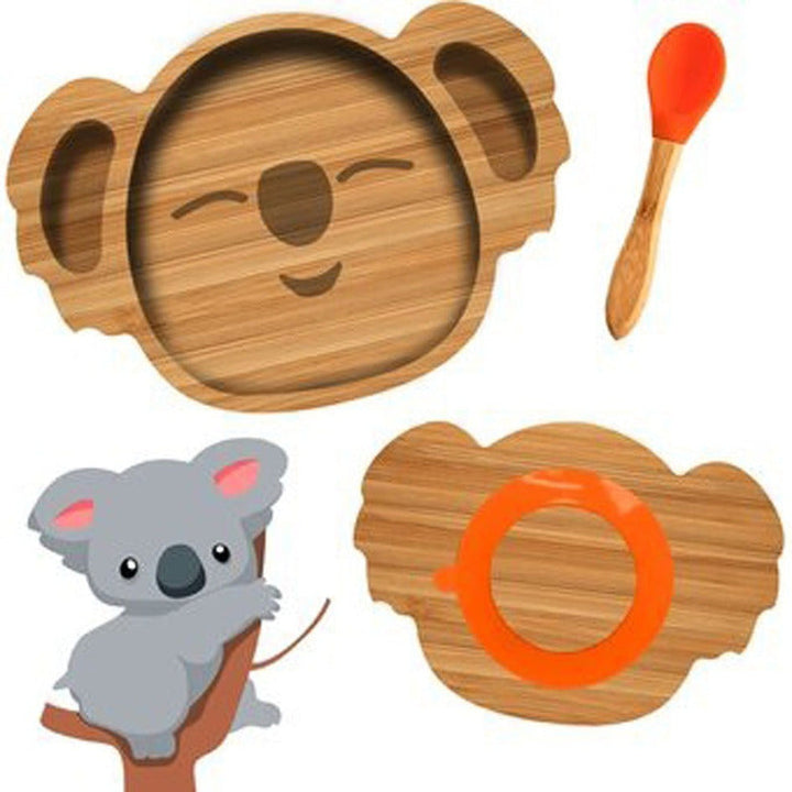 Plato Bambu Antideslizante Con Cuchara Bebés Koala
