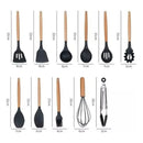 Set 12 Utensilios De Cocina Silicona Resistente Calor Azul