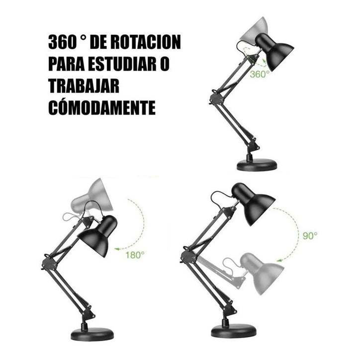 Lampara De Mesa Escritorio Brazo Flexible Metal Color De La Pantalla Negra