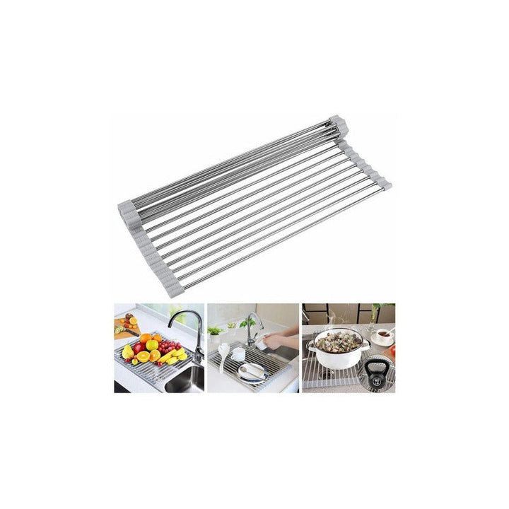 Escurridor De Platos Enrollable Cuadrado De Acero Color Gris