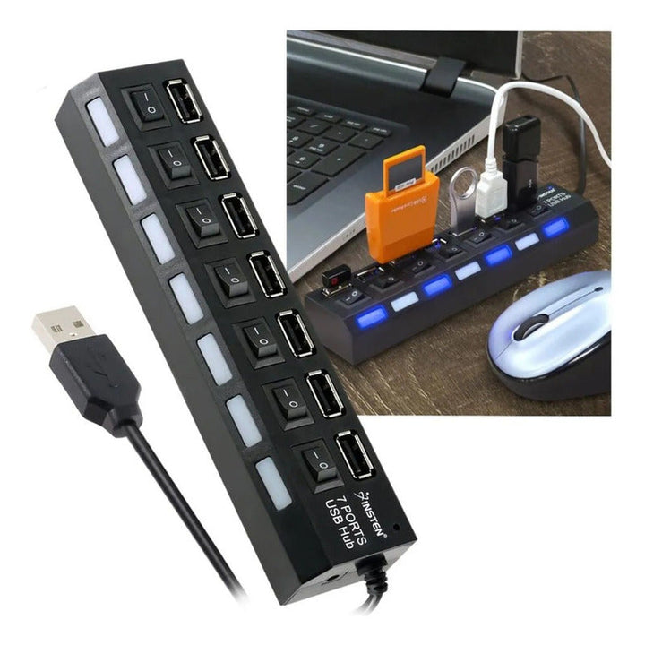 Multi Puerto 7 Puertos Hub Usb 2.0 Con Interruptor Switch