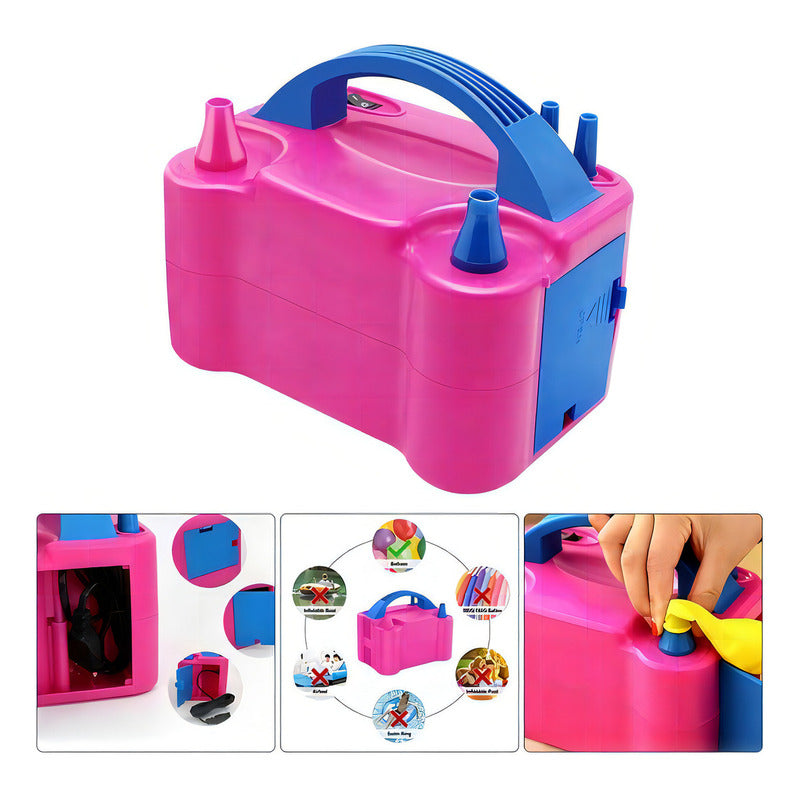 Fucsia 600w Bombas Inflador Globos Electrico Doble Boquilla