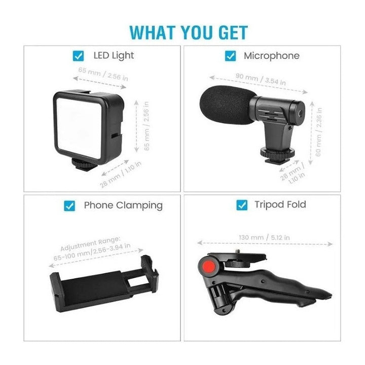 Estabilizador Soporte Celular Luz Led Micrófono + Control Color Negro