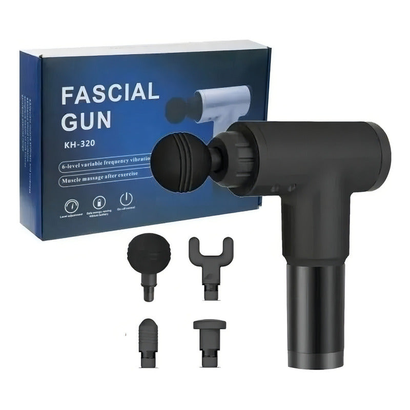 Masajeador Muscular Inalámbrico Facial Gun Pistola Corporal Color Negro