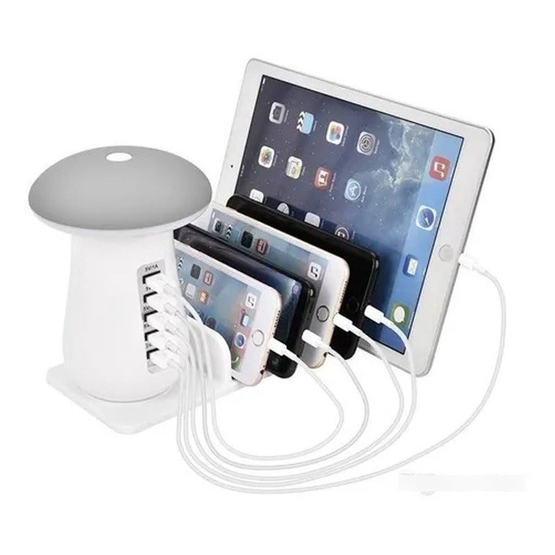 Estación Carga 5 Puertos Usb 3.0 Hongo Lampara Soporte Cable