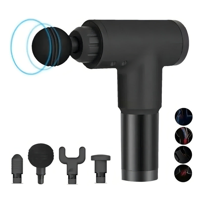 Masajeador Muscular Inalámbrico Facial Gun Pistola Corporal Color Negro