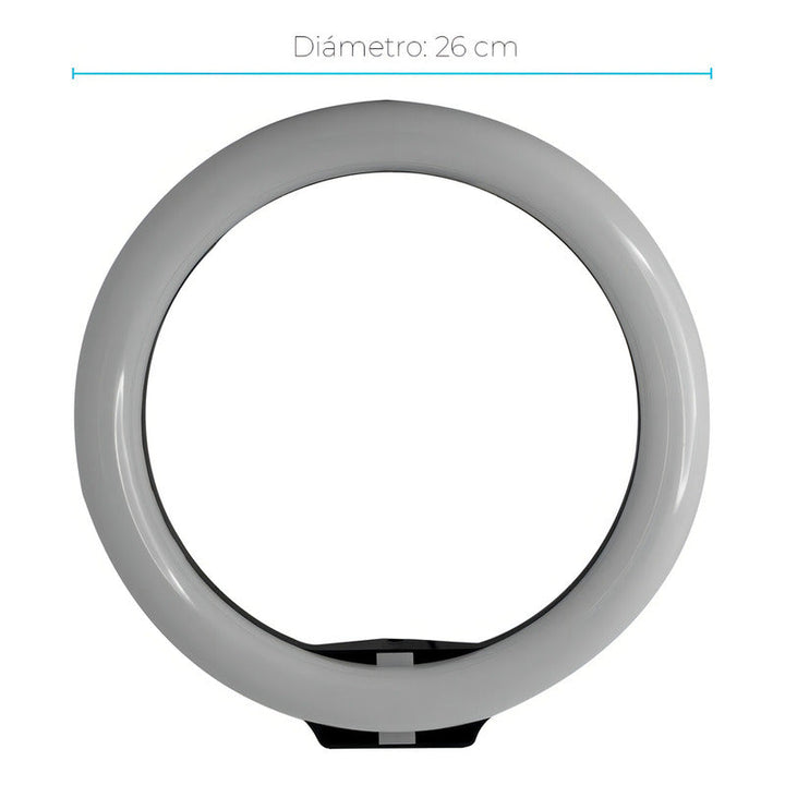 Diaz Home Dxltripled210 Aro De Luz 26 Cm Con Trípode Profesional 2 Metros De Altura Color De La Estructura Negro 220v