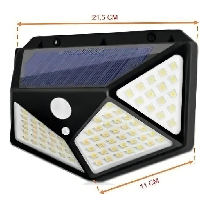 Lámpara Solar 100 Luces Led Exteriores Con Sensor Movimiento Color Negro