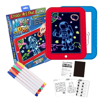 Magic Pad Con Luz Led + 6 Marcadores Neón + Plantillas