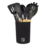 Set 12 Utensilios De Cocina Silicona Resistente Calor Negro