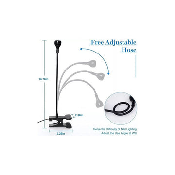 Uv Clipon Lampara Uv Led De Secado De Uñas Brazo Flexible Y Clip Color Negra/ Silver 5v