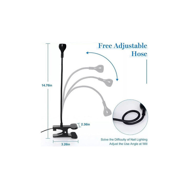 Lampara Uv Led De Secado De Uñas Brazo Flexible Y Clip Color