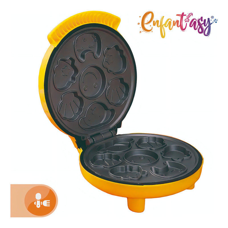 Mini Maquina Para Pancakes De Figuras Infantiles Waflera Color Amarillo