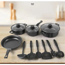 Set De Utensilios De Cocina Ollas Y Sartenes 13 Piezas Negro