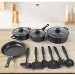 Set De Utensilios De Cocina Ollas Y Sartenes 13 Piezas Negro