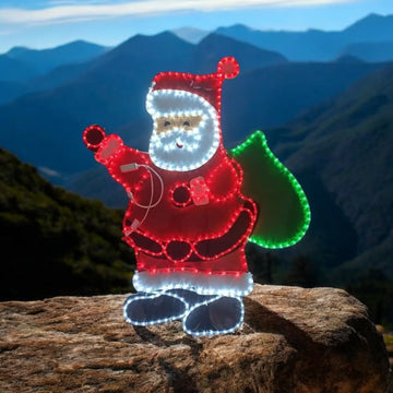 Papá Noel En Manguera Led Luces Navideñas Roja, Blanco Y Verde