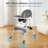 Silla Alta Plegable 6 En 1 Para Bebé Con Ruedas Ajustable