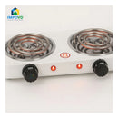 Fogon estufa electrica portatil 2 puestos 2000W cada puesto cocina blanca eficiente compacta duradera resistente facil limpieza rapida conexion uso hogar oficina comedor departamentos