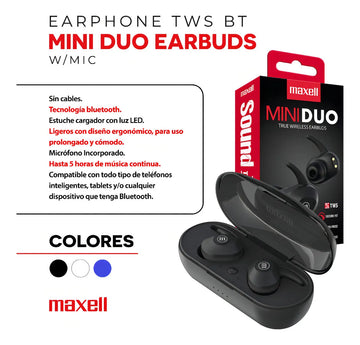 Audífonos In Ear Inalambricos Tws Maxell Bluetooth Mini Duo Negro