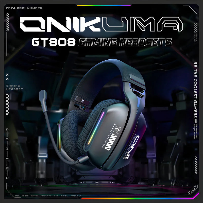 Audífonos Gamer Onikuma Gt808 Tri-mode Compatible Ps5 Color Negro