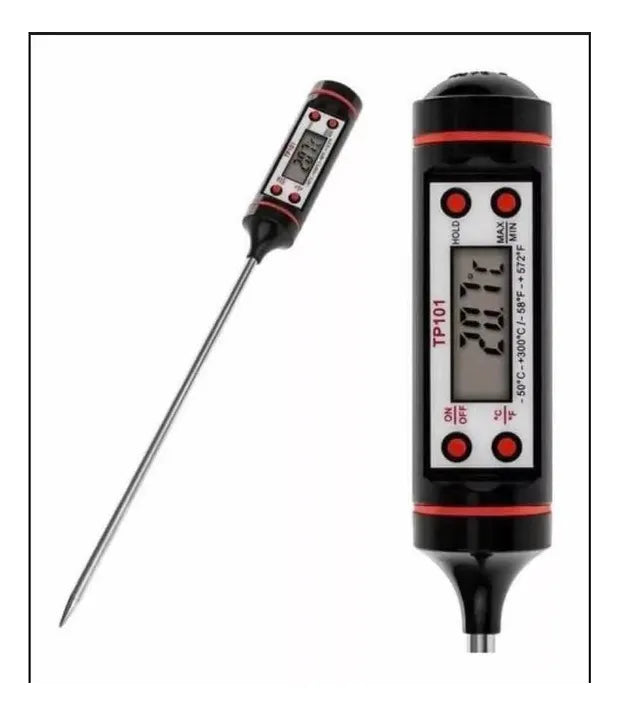 Termometro Digital Lcd Pincha Carne -50° A 300° - 4 Botones Color Negro