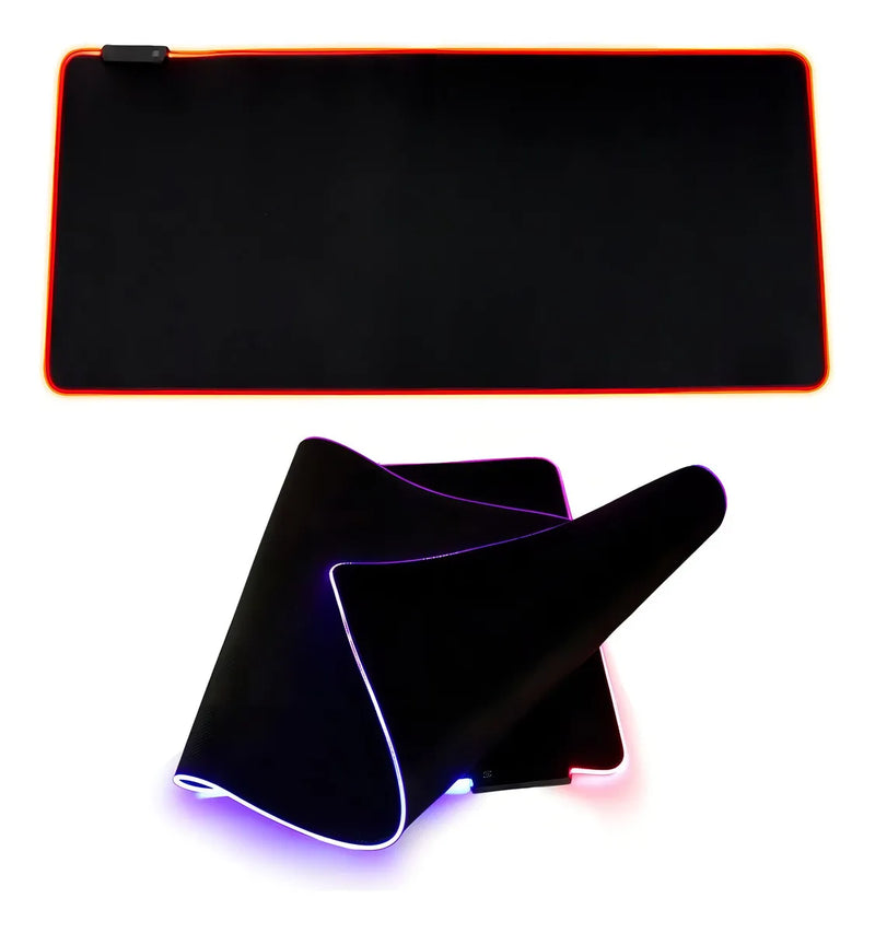 Rgb Alfombrilla De Ratón Iluminada Led Colorido Para Juegos Negro