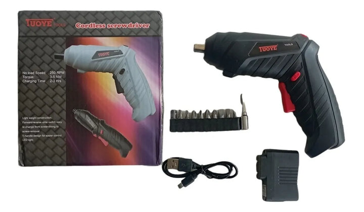 Destornillador Atornillador Eléctrico Inalambrico Recargable Negro