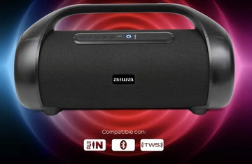 Bocina Portátil Aiwa Aws1000bt Negro Bluetooth 90W RMS Resistente al Agua con Luces LED