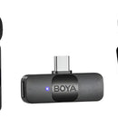 Sistema de micrófono inalámbrico Boya BY-v2 para iOS 2.4G con solapa, negro